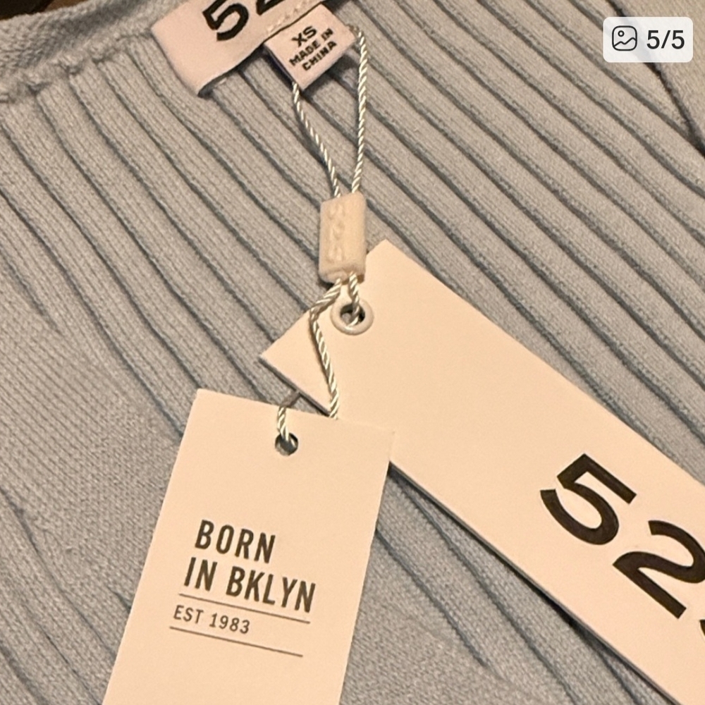 525 America Pastel Blue Ribbed Cotton Button-Down Dress NWT - Picture 2 of 12